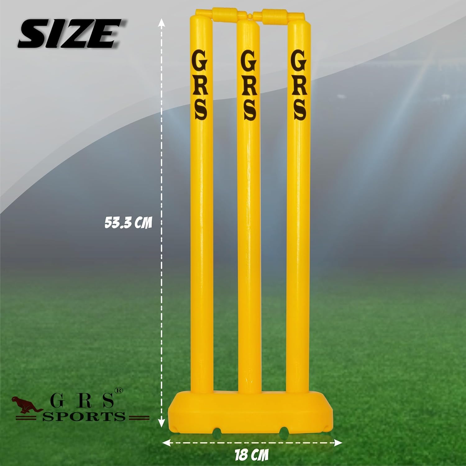 GRS KidsZone Heavy Grade Strong Plastic Cricket Bat with Wicket Set & 1 Tennis Ball for Kids (Size 3, Age 6-10 Year Old Kids), Strong Plastic
