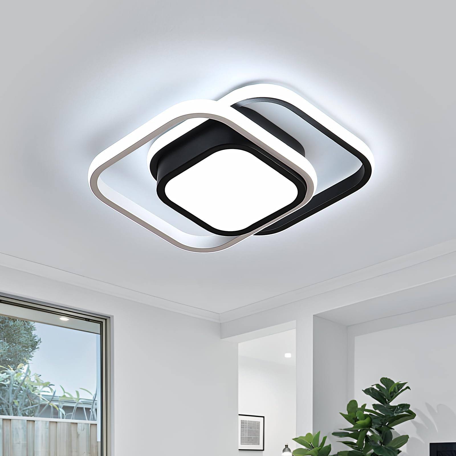 DELIPOP LED Square Ceiling Light, 32W 3600LM Modern Acrylic Ceiling Lamps, Cool White 6500K Lighting for Bedroom, Kitchen, Living Room, Hallway, Dining Room, Balcony