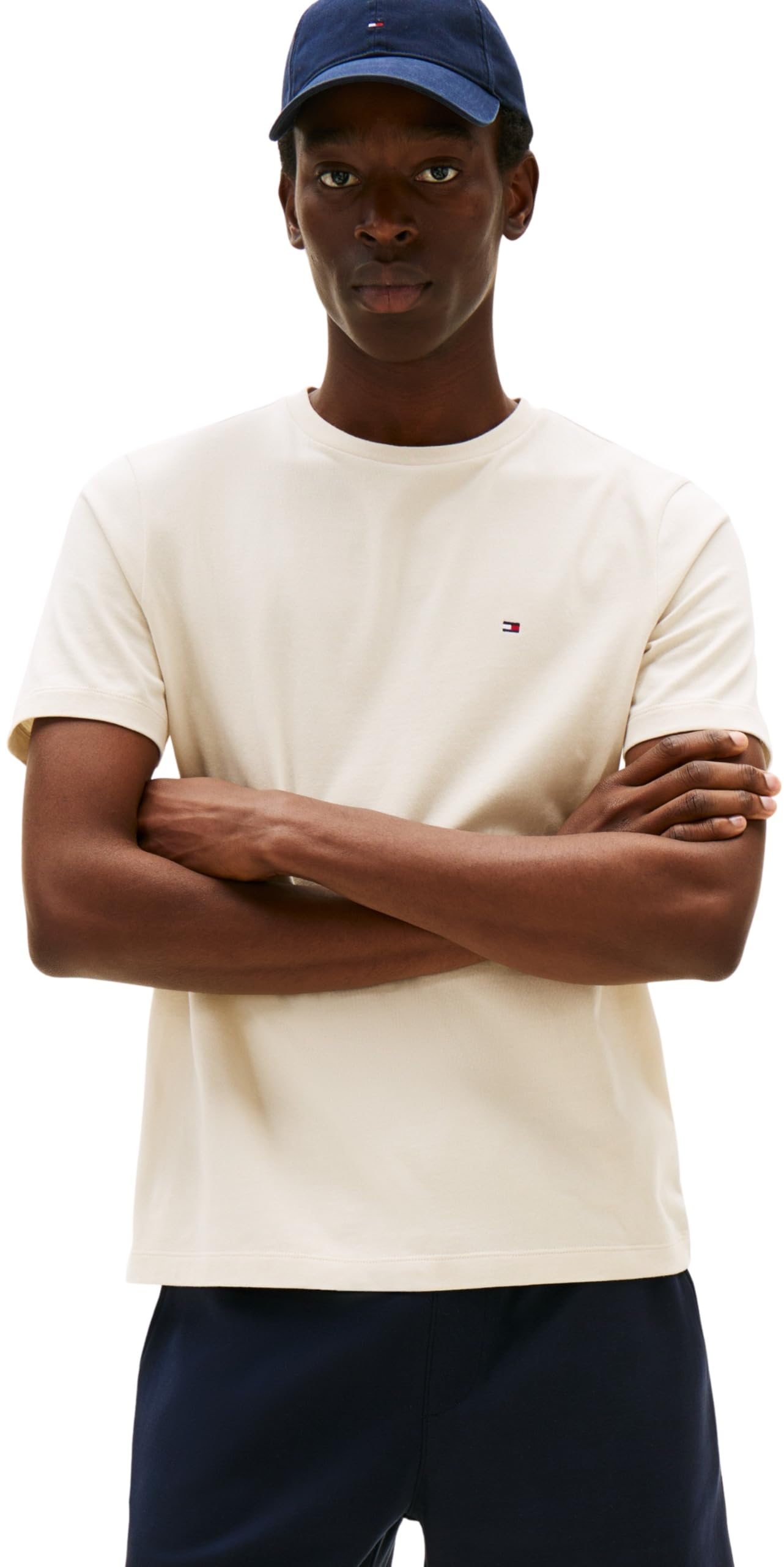 Tommy Hilfiger Herren T-Shirt Kurzarm Seasonal Solid Tee mit Rundhalsausschnitt, Elfenbein (Newsprint), S