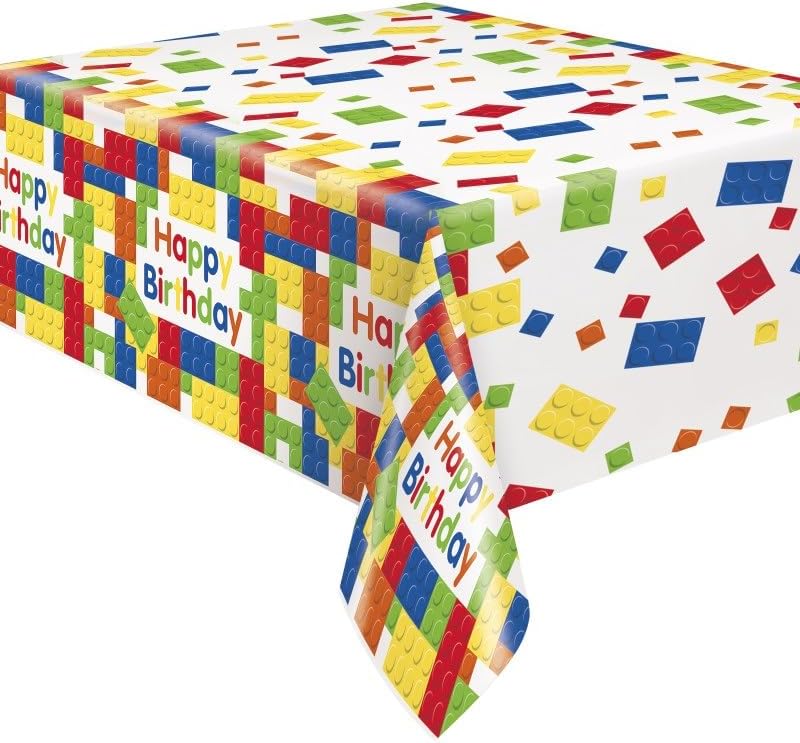 Miniatura 2 de Mantel rectangular de plástico con diseño de bloques de construcción vibrantes, 54 x 84 pulgadas, calidad premium y diseño llamativo, perfecto para