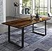 Produktbild SAM Esszimmertisch 140x80 cm Quintus, echte Baumkante, nussbaumfarben, massiver Esstisch aus Akazienholz, Metallbeine schwarz, Baumkantentisch