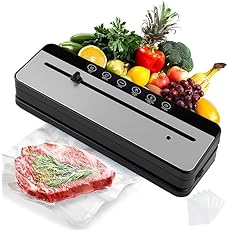FIZLOZ Automatic Vacuum Sealer Machine for Food Storage | Portable Electric Food Saver with Sealing Bags | Air Tight Vacuum Packing Machine for Meat, 