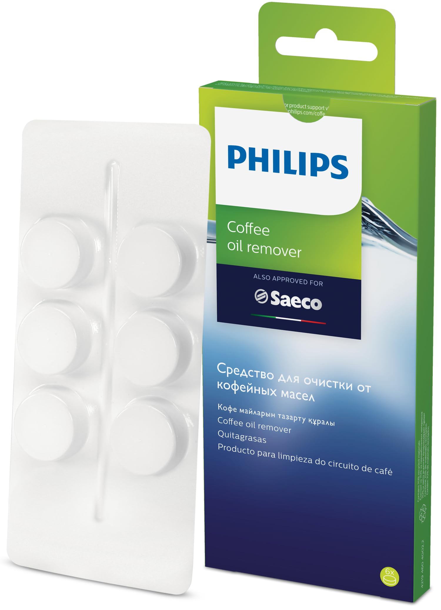 Lot de 6 Pastilles dégraissantes Philips CA6704 pour machines à café