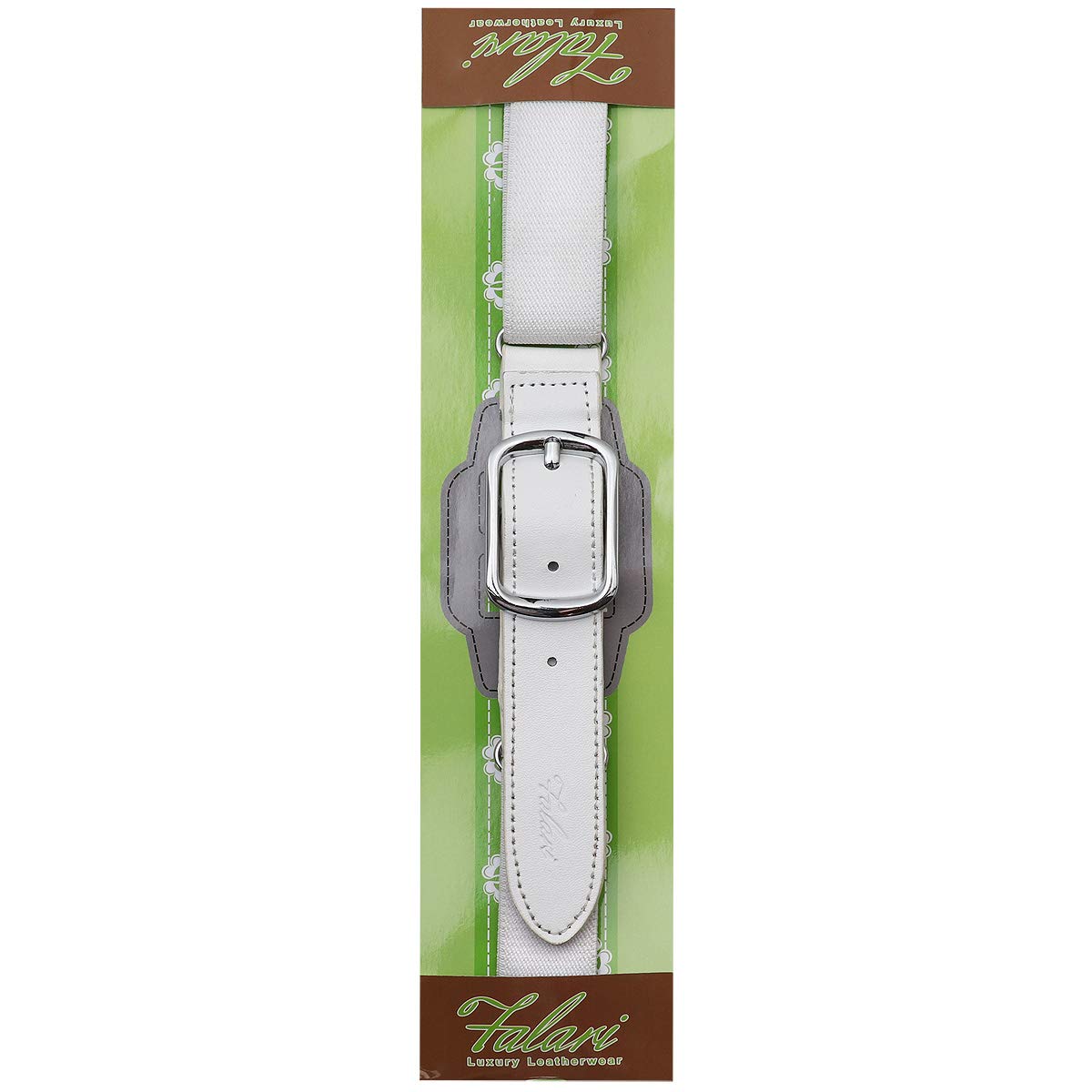 Falari - Cinturones elásticos ajustables de piel para niños y niñas, varios colores - Blanco - 41/76 cm