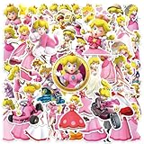 50Pcs Cartoon Princess Peach Stickers for Kids, Cute Game Role Stickers for Teen Girl Adult Water Bottle, Skateboard, Phone, Laptop, Bicycle, Travel Case, Guitar, Helmet (Princess Peach)