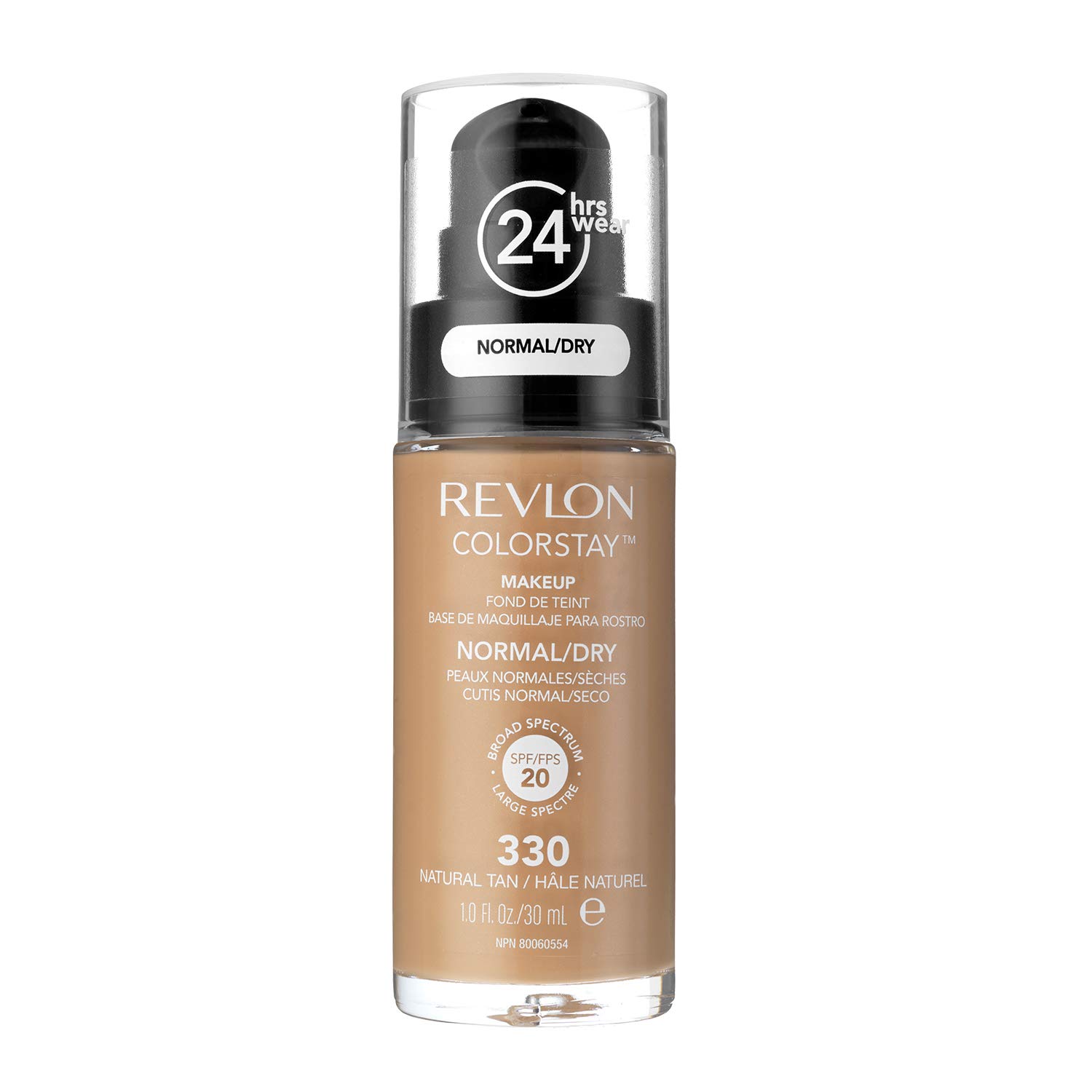 Revlon Liquid Foundation, ColorStay Face Makeup for Normal & Dry Skin, SPF 20, Longwear Medium-Full Coverage with Natura