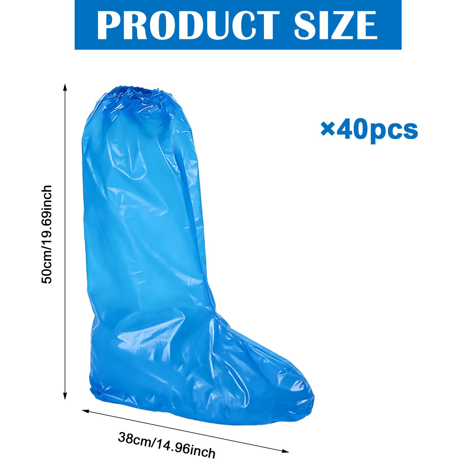 Copriscarpe impermeabili PE 38x50 cm con elastici per pioggia blu 40 pezzi