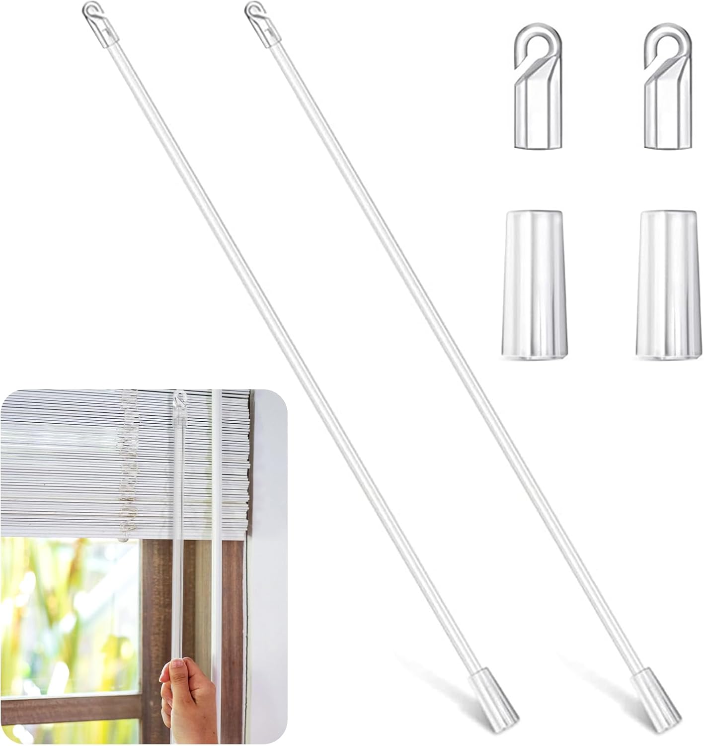 Midyrrg 2pcs 17 Inch Blind Wand Clear for Blind Curtain Opener