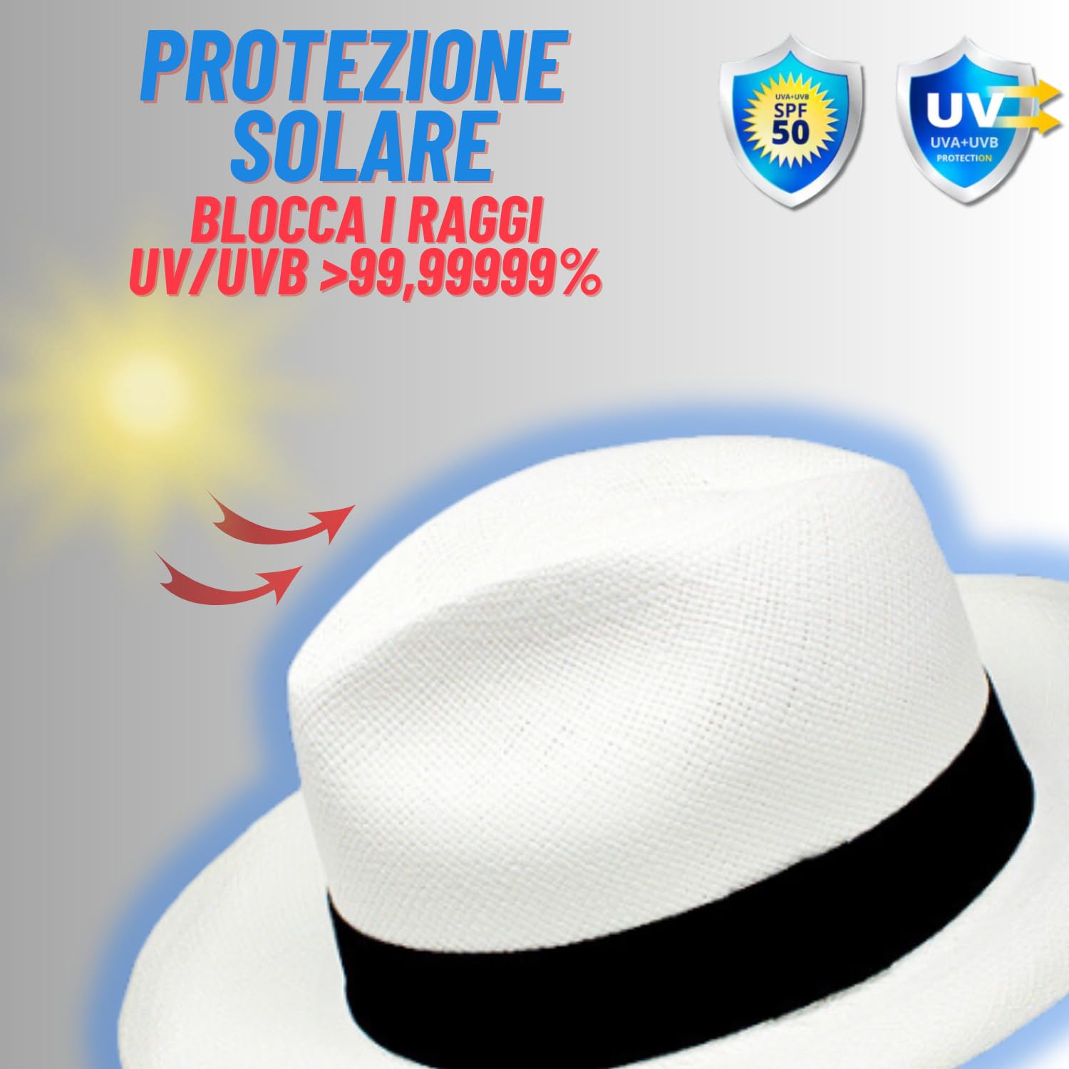 Gamboa Fedora Originale Capello Panama Uomo Donna in Paglia Toquilla Cappelli da Sole