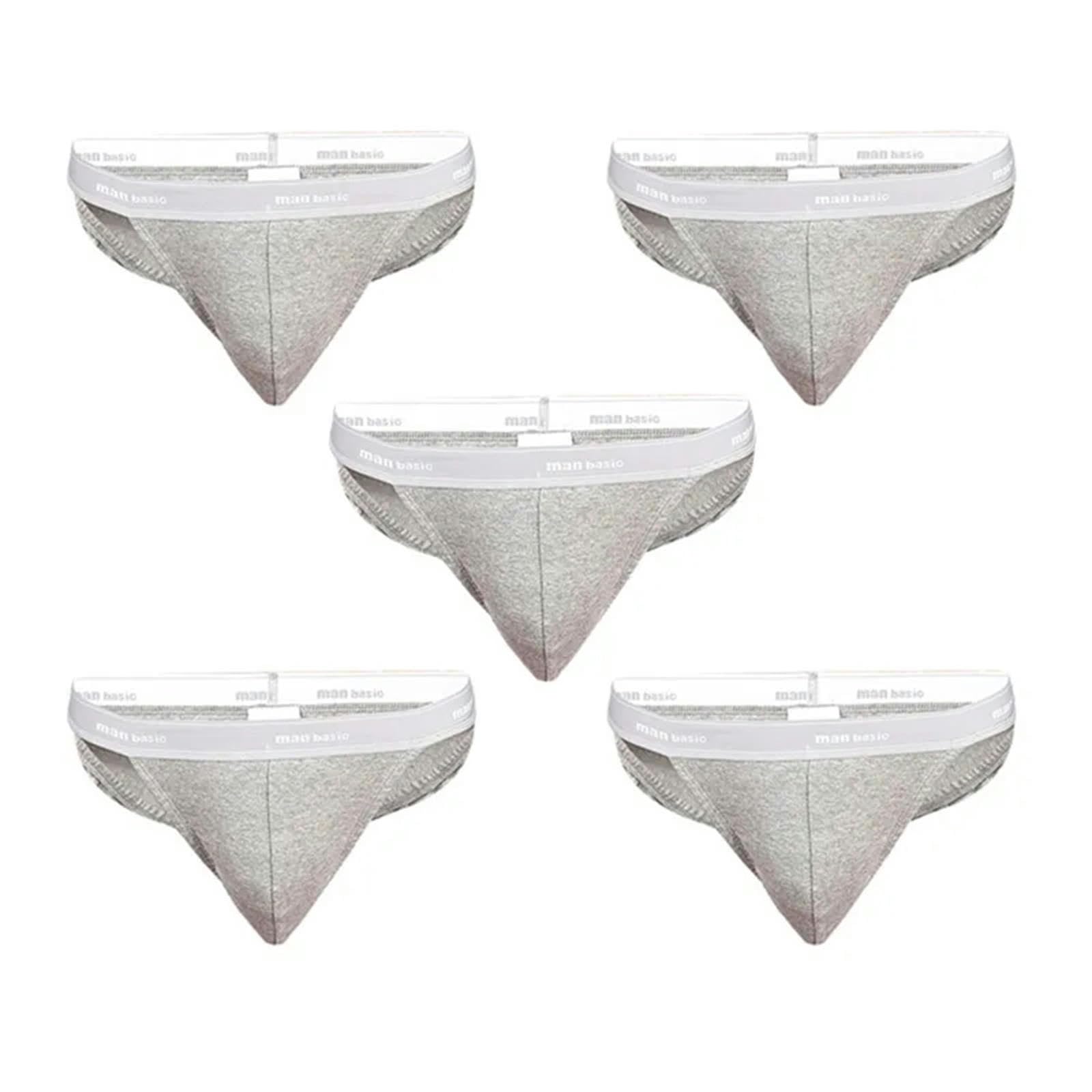 Slip Uomo in Biancheria Intima di Cotone da 5 Pezzi per Uomini Slip Sexy S-4Xl-5 Grigio-M (47,5-57,5 kg)