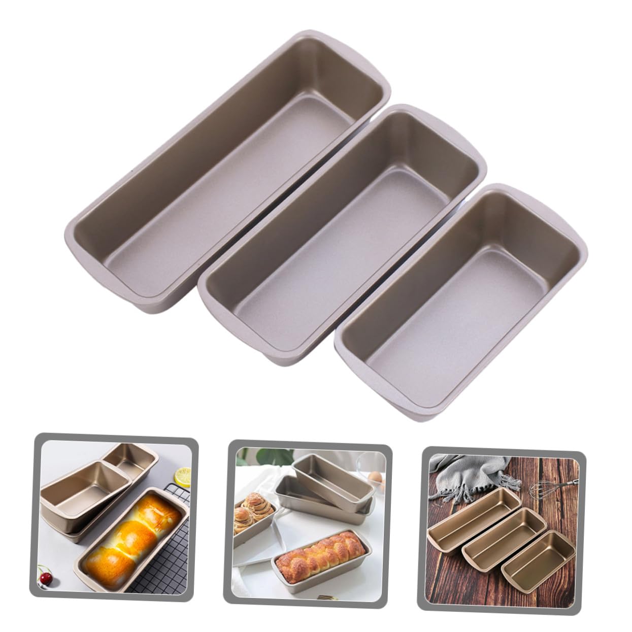 3 Piezas Molde para Pan Rectangular Antiadherente de Calidad Alimentaria Molde para Hornear Pan de Resistente al Calor para Uso Casa o Comercial