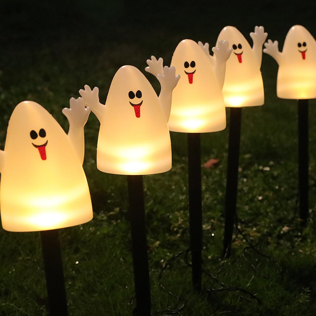 5 Luci Fantasma A LED Per Decorazioni Halloween, Con Batteria, Impermeabili Per Esterni - 3