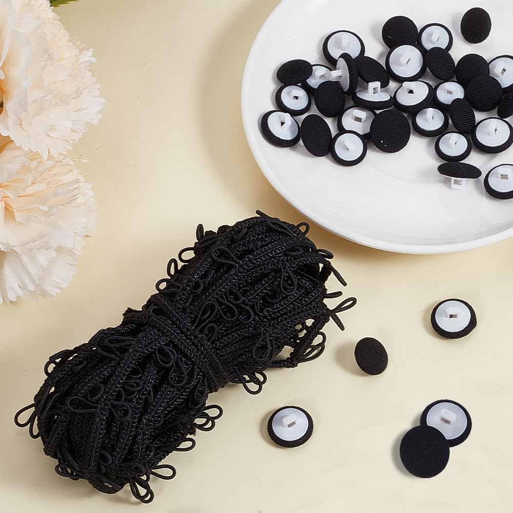 16.46 m di Cordoncino Elastico in Nylon Nero Passanti per Bottoni Asole Passamaneria Passamaneria in Pizzo Passamaneria in Plastica e Cotone per Cucito Creazione di Costumi Matrimoni