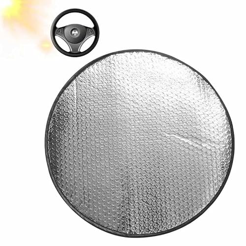 AUTOZOCO Parasol Volante Coche, Protector Solar para Volante de Coche, Funda de Protección Solar del Volante, Parasol Volante Plegable Fácil instalación, Diámetro 43 cm, Compatibilidad Universal