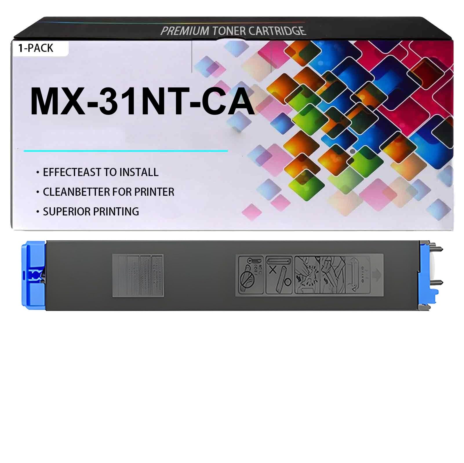 MX-31NT Toner Cartridges Replacement for Sharp MX-31NT-BA MX-31NT-CA MX-31NT-MA MX-31NT-YA, Work for Sharp MX- 2301N 2600N 2601N 3100N 3101N 4100N 4101N 5000N 5001N Printers, 1 Cyan