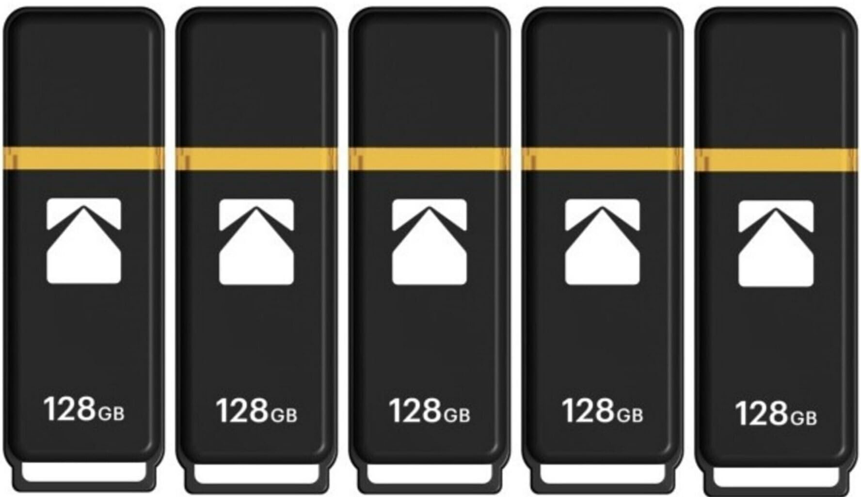 Kodak Classic K100 - Chiavetta USB 3.2 Gen 1 da 128 GB, con velocità di lettura fino a 20 MB al secondo e velocità di scrittura fino a 10 MB al secondo (confezione da 5)