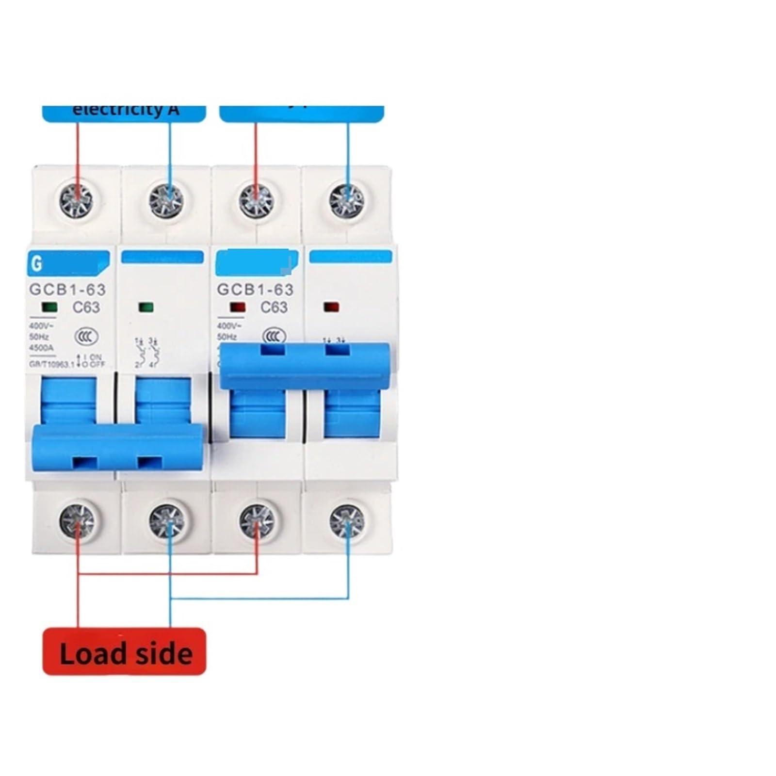 Ręczny przełącznik transferu podwójna moc 1P 1P 2P 2P 3P 3P 3P podwójny wyłącznik blokujący 32A 63A 220V-400V szyna DIN MCB(4P, 63A)