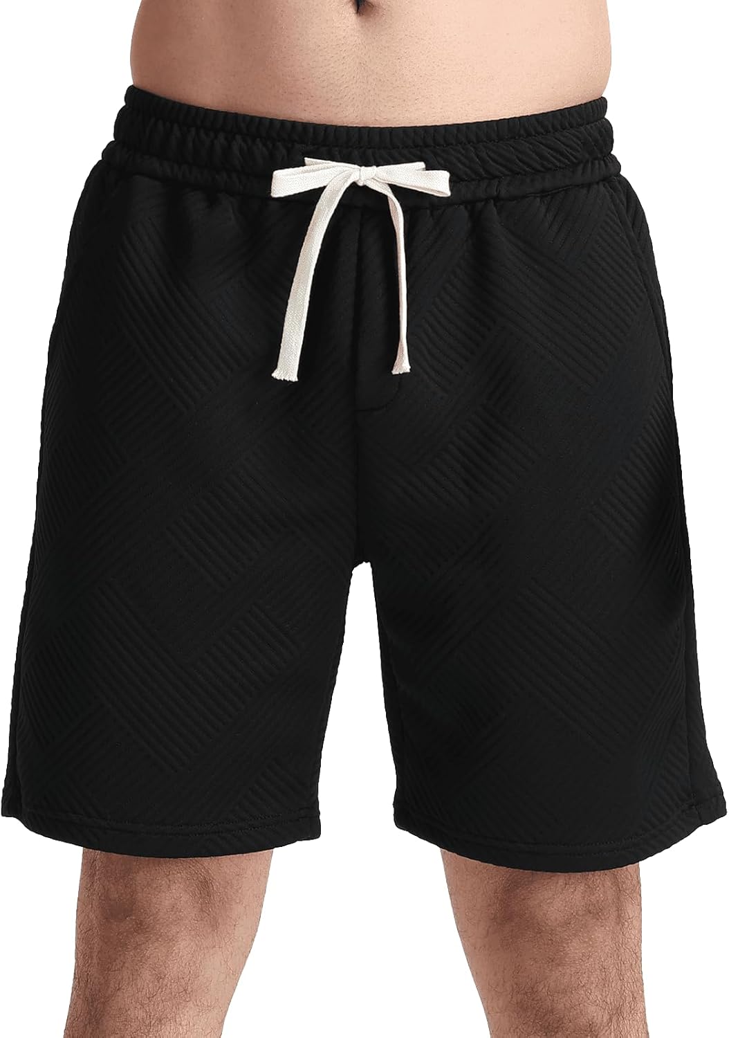 JIHUILAI Mens Casual Shorts Drawstring Summer Sports Shorts Geometric Texture Casual Beach Shorts with Pockets - Image 2