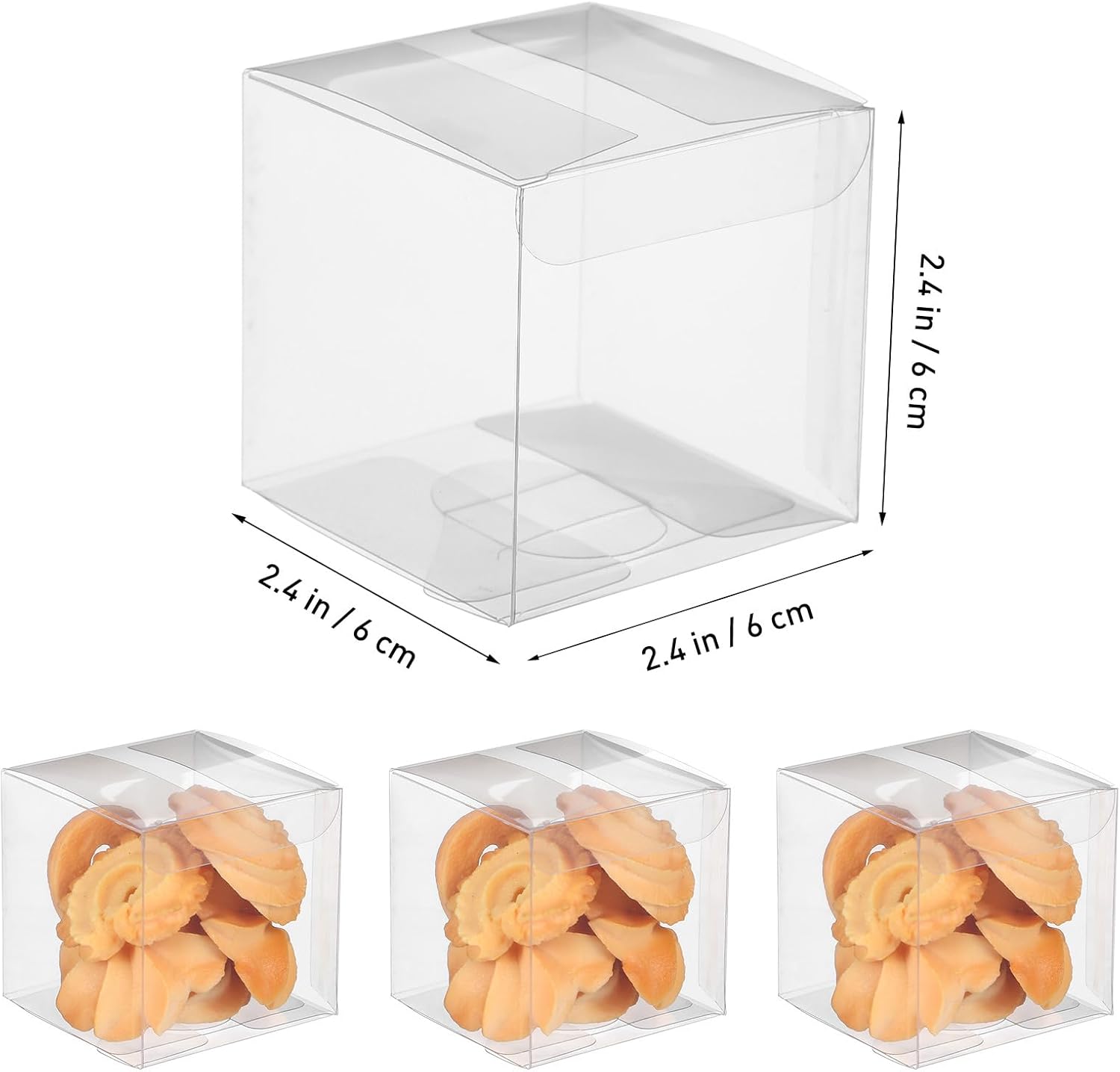 HANABASS 100pcs Small Plastic Boxes 6x6x6cm Pvc Candy Favor Containers Party Sweets Packaging for Wedding Birthday Event Supplies