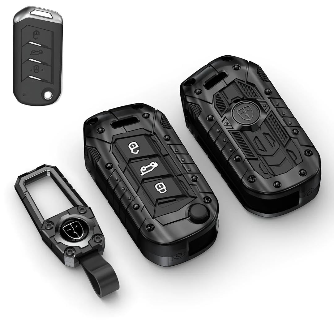 REWOP Metal Black Car Key Protective Shockproof Cover/Case and Keychain Compatible with Xuv 700, Scorpio-N, Thar, Thar Roxx, Xuv 3XO,Bolero (3-Button Flip Key)-image-48