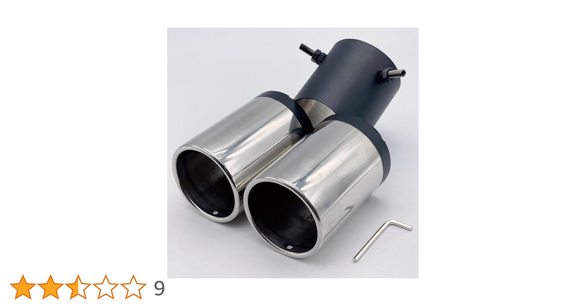 オールステンレス　デュアルマフラーカッター全長30cmハネ上げ角度30度 送料690円 マフラーカッター 2本出し デュアル 下向き用 角型