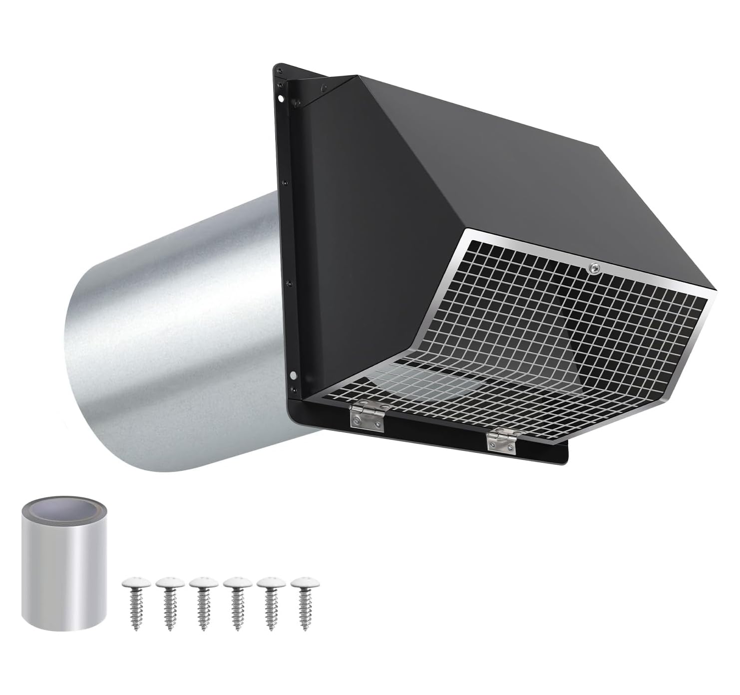 6 Inch Hooded Wall Vent with Screen and Damper
