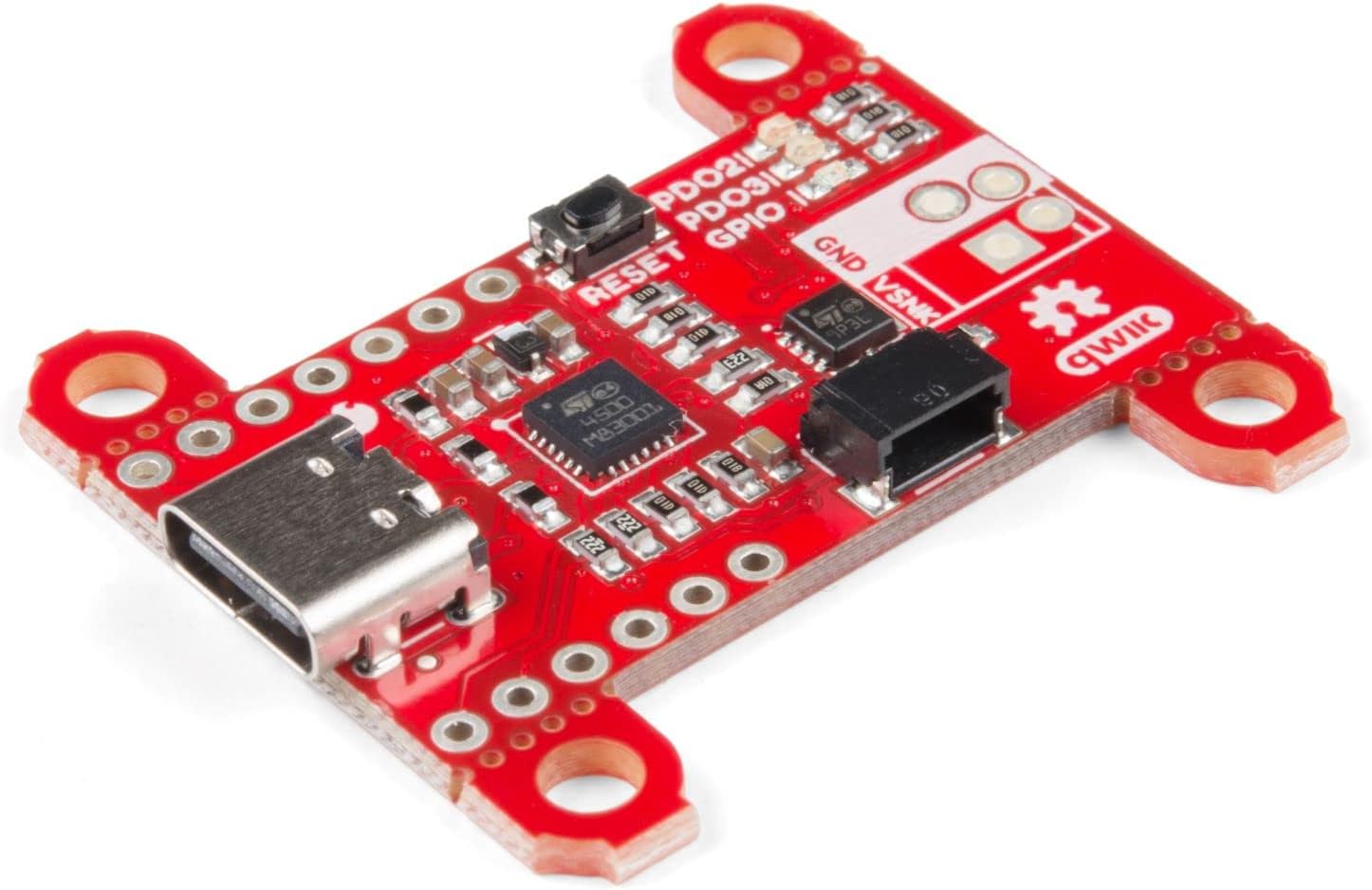 SparkFun Power Delivery Board - USB-C (Qwiic) Effectively Manage Power Distribution Achieve Higher voltages 5-20V Up to 100W of Power Output Current up to 5A Reversible USB-C Connection No Soldering