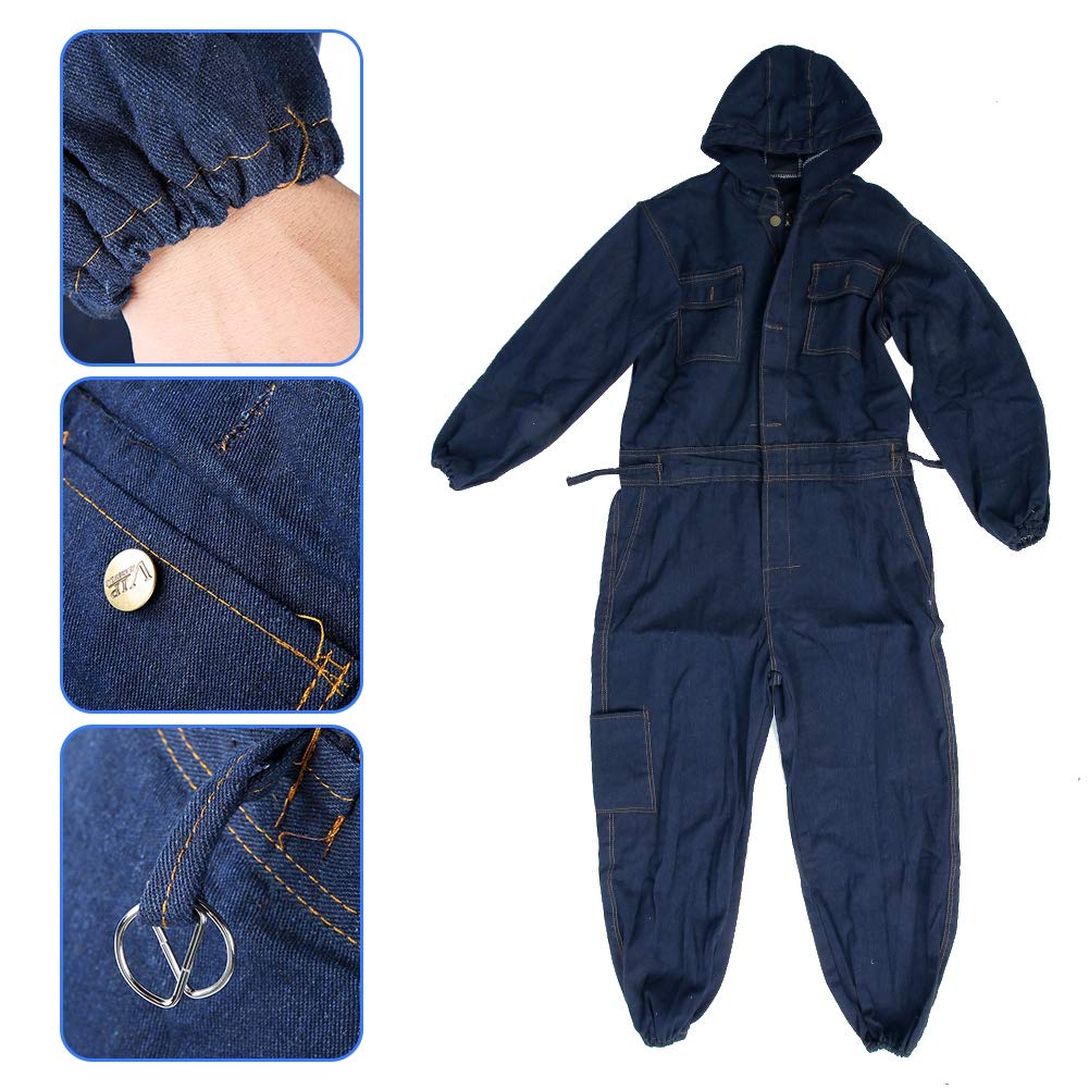 Traje de soldadura eléctrica con mono de mezclilla, conjunto de ropa de trabajo para seguridad laboral, monos reforzados y resistentes al desgaste con puños elásticos para