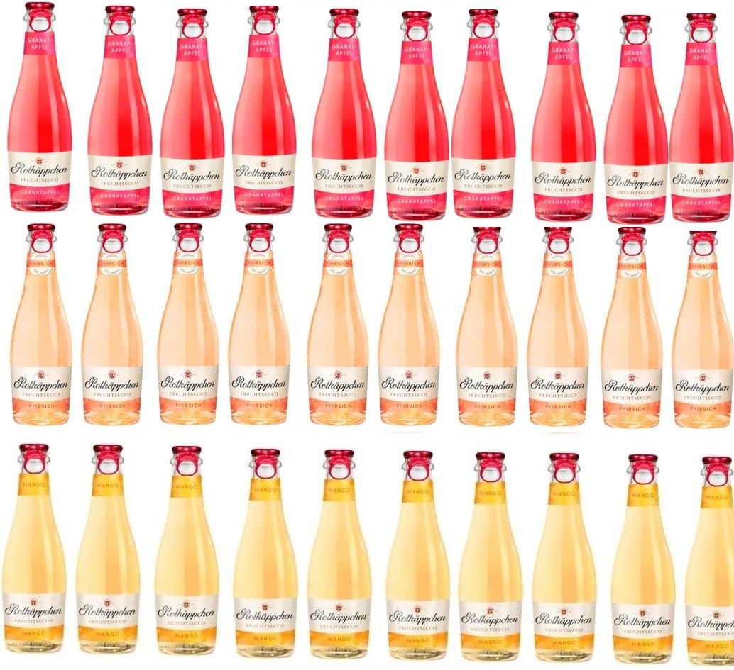 30 Flaschen Rotkäppchen Fruchtsecco Mix Granatapfel, Mango und Pfirsich a 200ml Piccolo + Space Riegel von Onlineshop Bormann