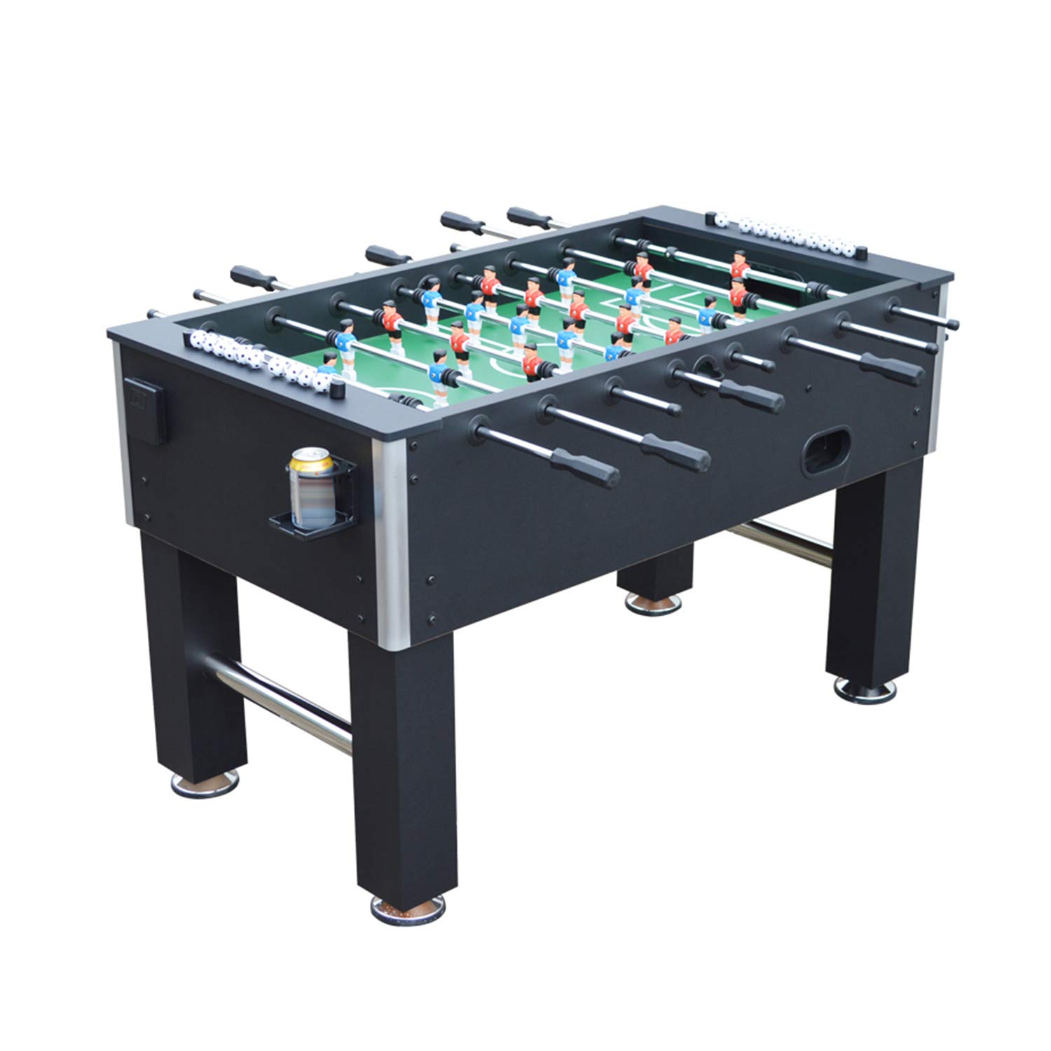 Large Table Football Wooden Foosball, Profession Men's Soccer Gaming Set Safe Heavy Duty Indoor Family Games Play Sports Fun Gifts 5 Ft (Black) LEOWE