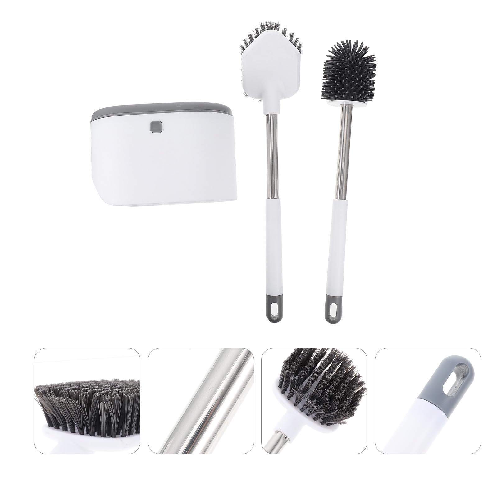 SUPVOX Juego de Cepillo de Baño y Base Estable Blanco Diseño Montado en Pared para Limpieza Profunda y Multifuncional del Inodoro