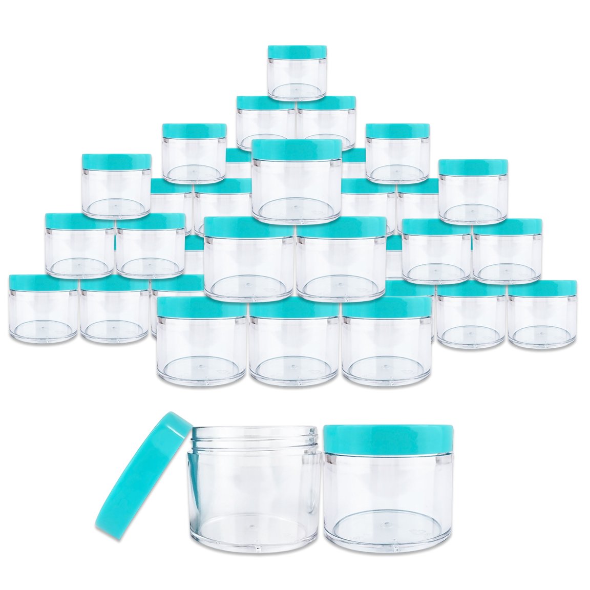 Beauticom 2 Oz 60 Gram 60 ML Quantity 384 Pieces Thick Wall Round Leak Proof Clear Acrylic Jars