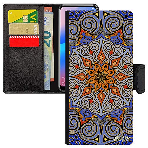 Coque S21 simili cuir pas cher rabat portefeuille avec étui motif fleur mandala