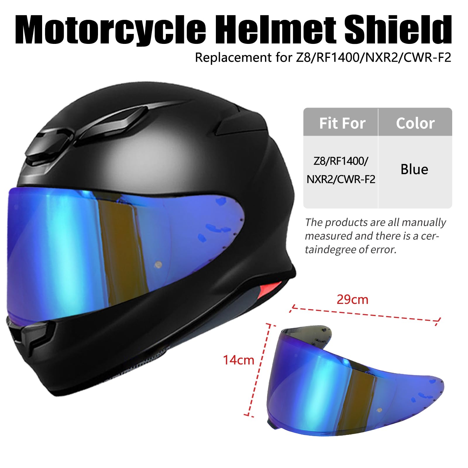 Visera Casco Moto Reemplazo para Z8 NXR2 RF1400 RF-1400 CWR-F2 | Lente de Casco de Protección contra el Viento para Motocicleta,Accesorios para X15 X-Fifteen X-SPR Pro CWR-F2R
