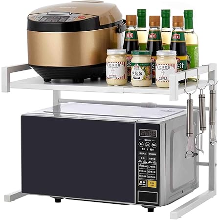 Amazon Sunaiad 電子レンジ台 オーブン 上ラック 拡張可能 キッチン カウンター 収納 シェルフ棚 2ティア 3 フック付き スペース セーバー ホルダー オフィス プリンタ コンピュータ モニター用 35kg ローディング ベアリング 42 36 42 レンジボード オンライン通販