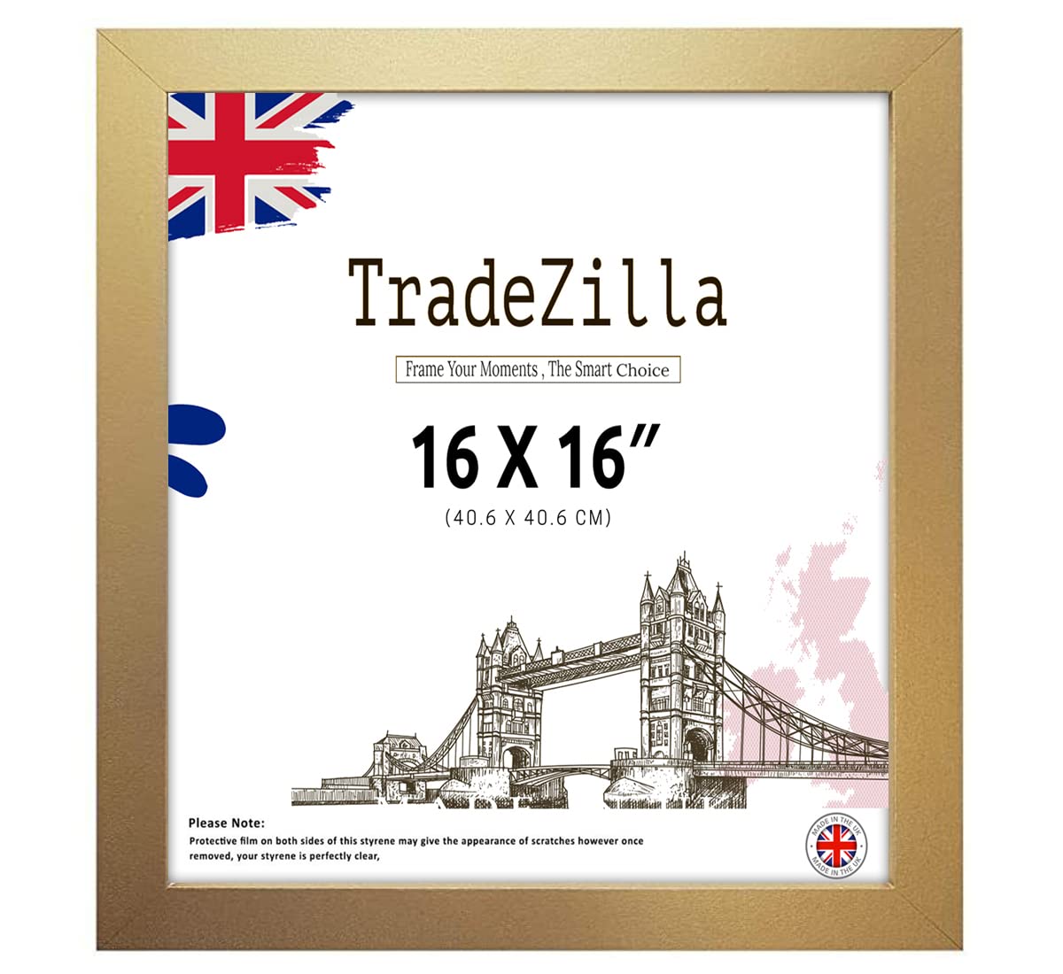 TradeZilla | Classic (40.64 x 30.48 CM) Picture Frame 12" x 16" Poster Frame - Gold Picture Frame for Posters 406.4 x 304.8 mm [ Gold ]