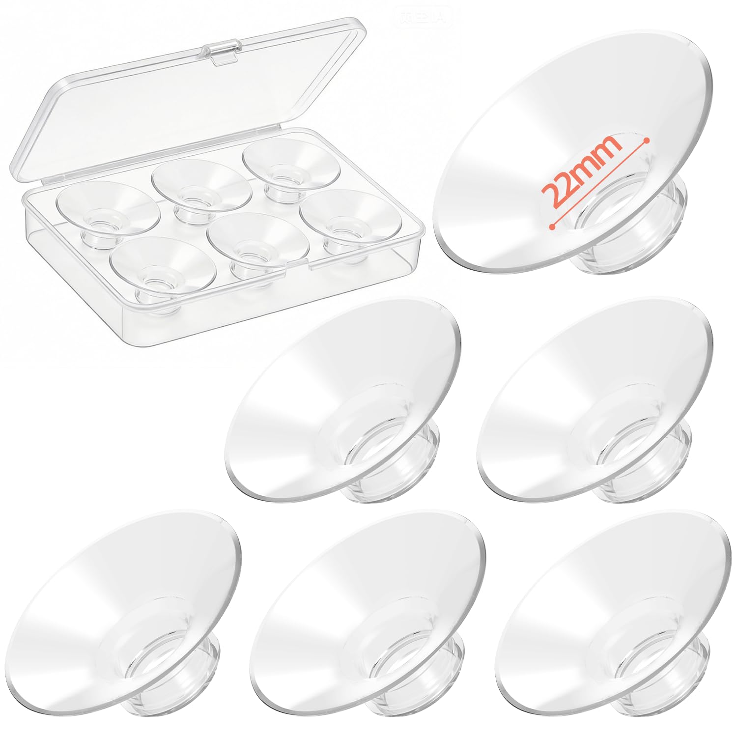 Breast Pump Flange Inserts 6PCS Wide Mouth 22mm, Liquid Silicone Flange Insert for 24mm Shields, Soft Comfort Pumping Inserts Compatible with Momcozy Spectra Medela Elvie Eufy, with Storage Case