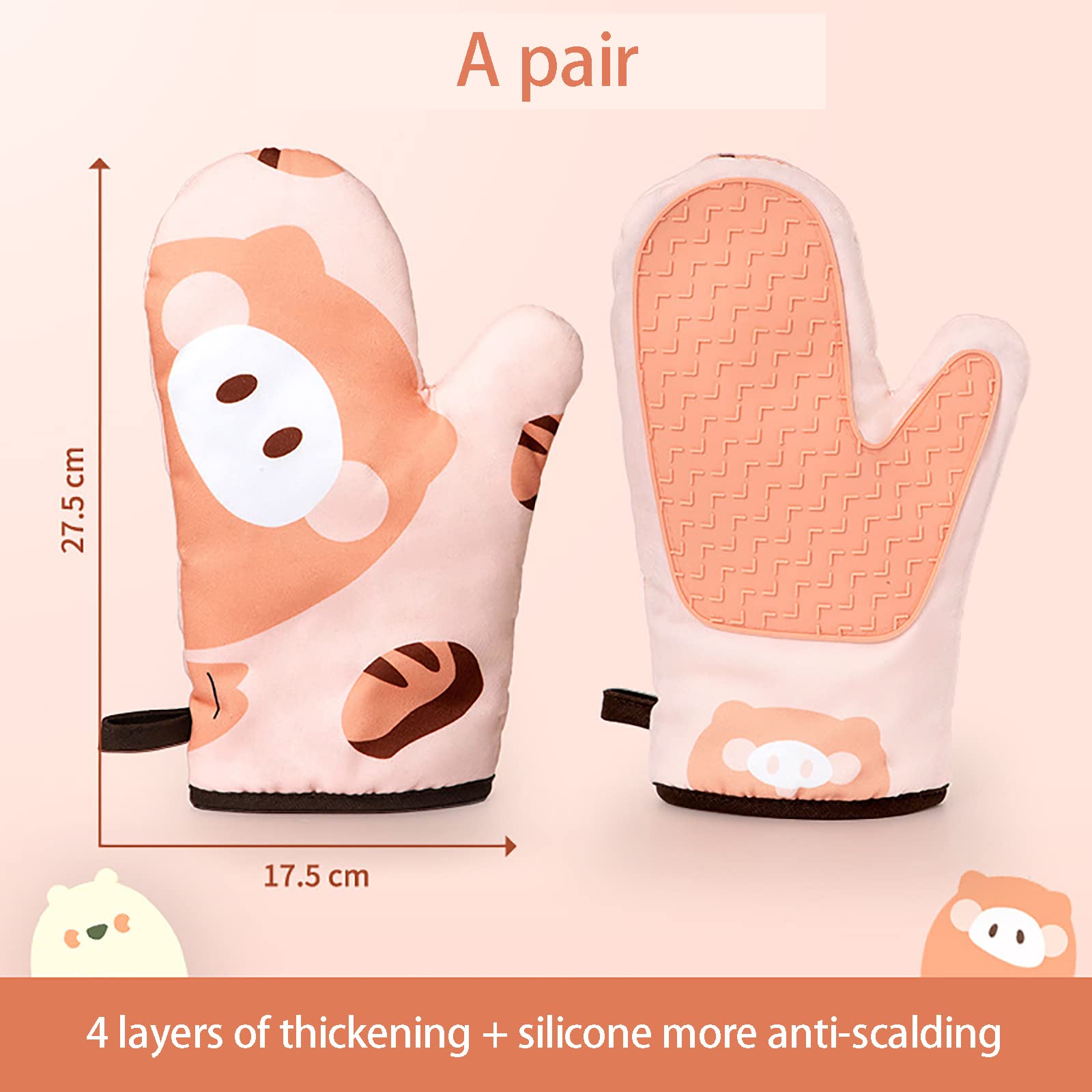 Gants de Four Silicone Résistant à Chaleur Gants de Résistant à Chaleur 260° Gants de Cuisine pour Cuisine Cuisson Pâtisserie Grillage Barbecue