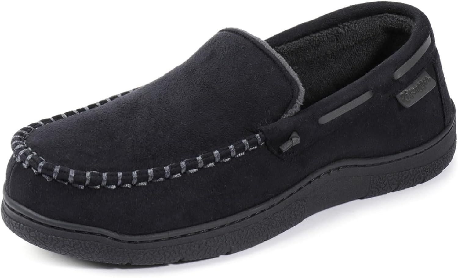 Zigzagger Men's Moccasin Slippers Memory Foam House Shoes, Indoor and Outdoor Warm Loafer Slippers 10.5 Cool Black