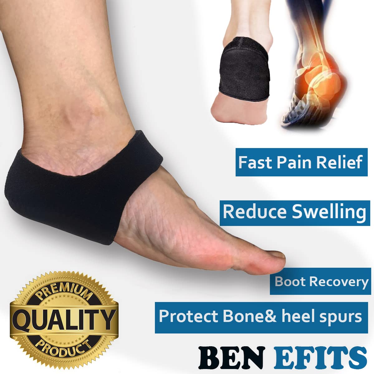 Fersenpolster, Gel-Fersenkissen für Fersenschmerzen, Plantarfasziitis, Fersenschutz, Fersenpolster, ideal für schmerzende Füße, Sehnenscheidenentzündung, Knochensporn, rissige Fersen, für Damen und