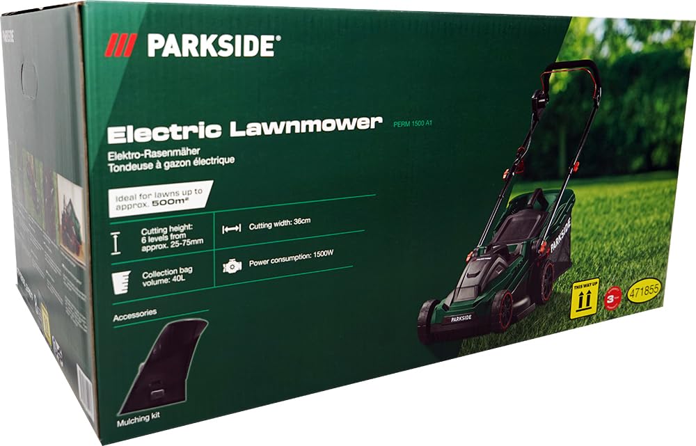 HEADNMORE® Bundle Parkside® - Cortacésped eléctrico PERM 1500 + llavero HEADNMORE®