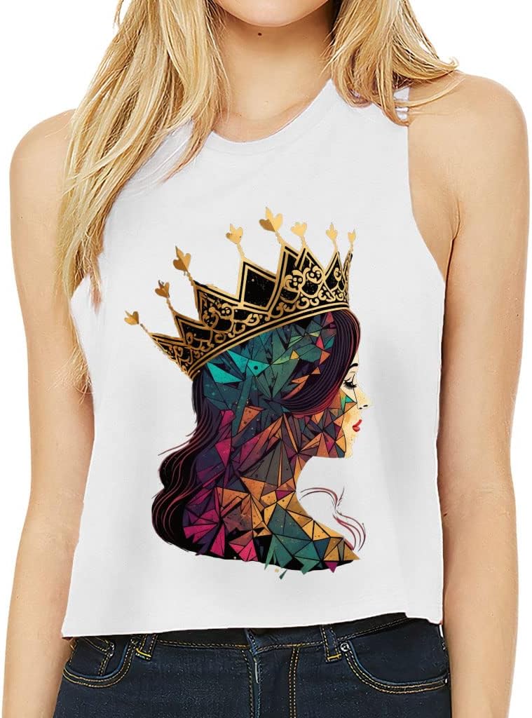 Cute Princess Racerback Cropped Tank - Crown Women's Tank - Printed Tank Top