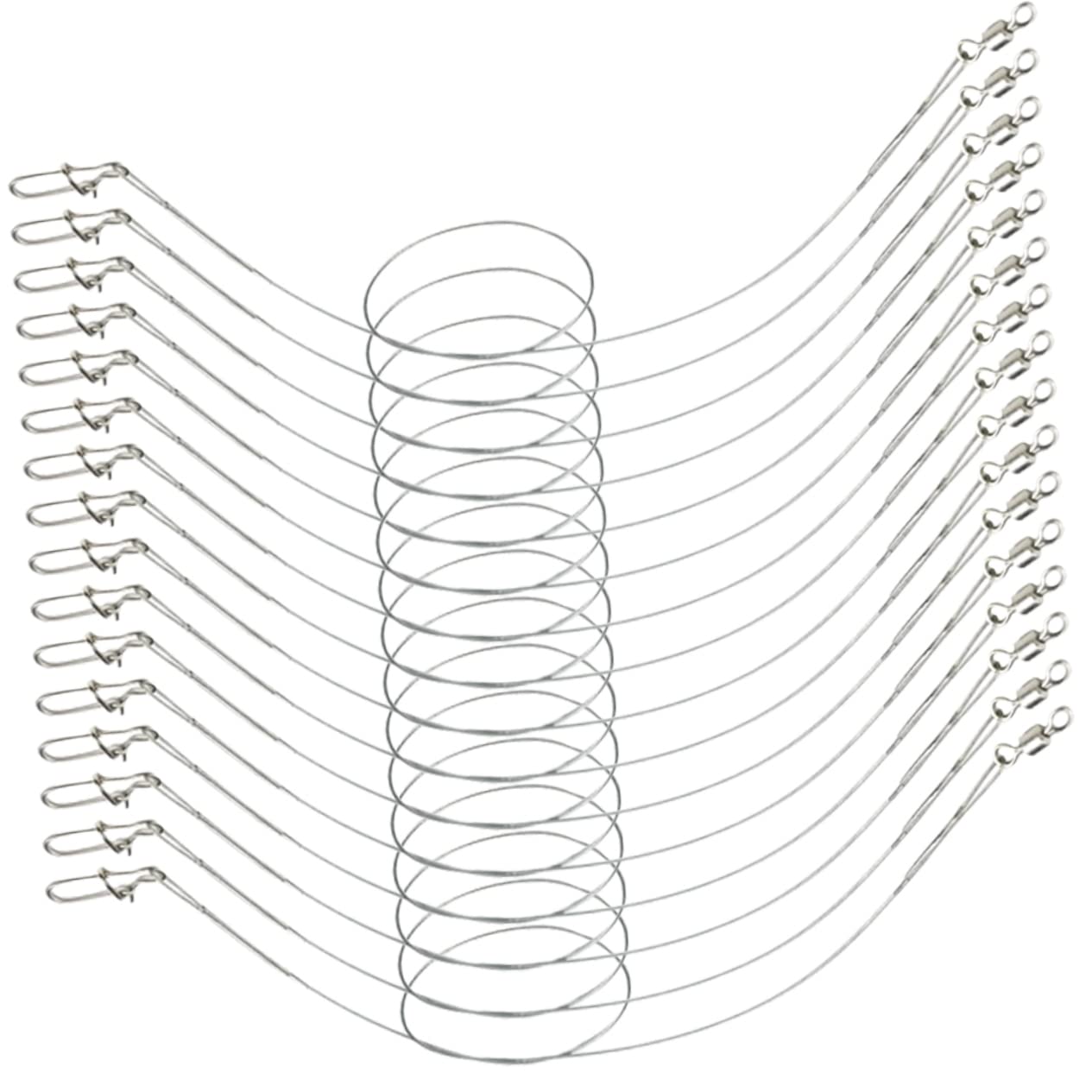 GANAZONO 2sets Professional Sea Fishing Wire Fishing Line Swivels Thin Wire Leader Small 24pcs*2