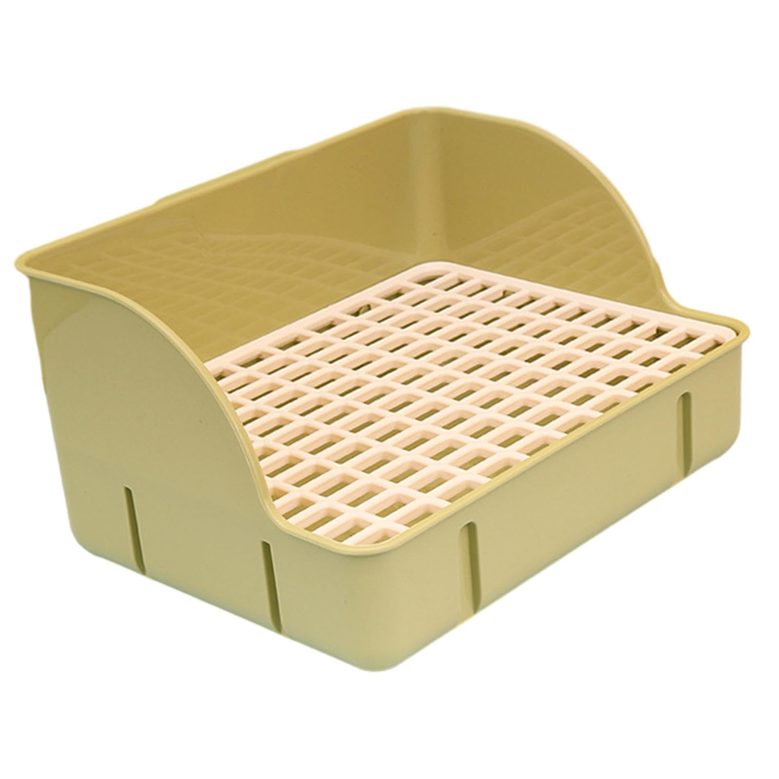 Kaninchentoilette Kleintierkäfig Ecktoilette Streubox Trainingsbox Aus Langlebigem PP mit Abnehmbarem Einsatz für Kaninchen Meerschweinchen Hamster Ch, grünes PP-Netz