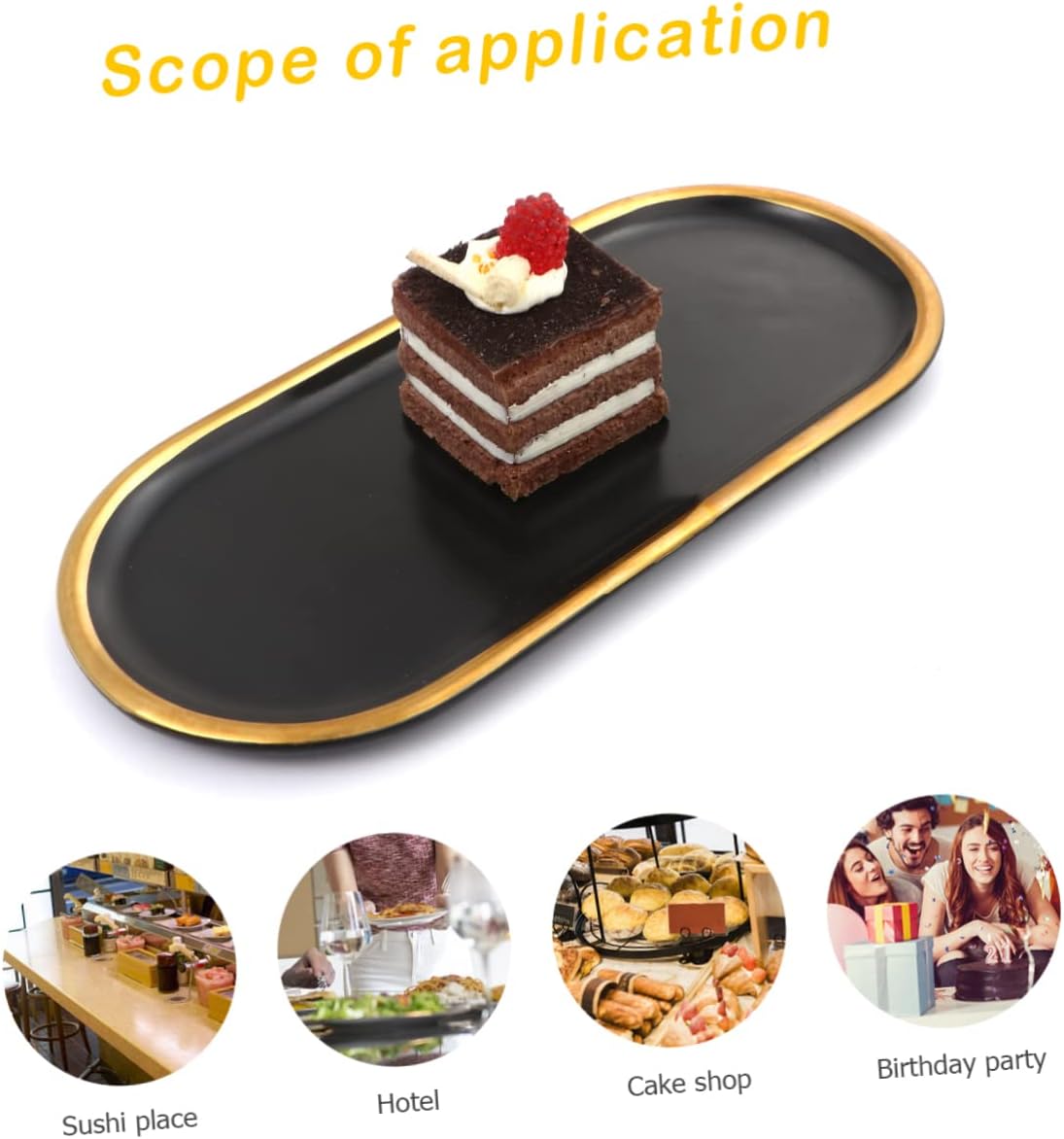 SOIMISS 1pc Elegant Black Jewelry Display Tray Versatile Dessert and Sushi Plate Refined Nordic Style for Dresser Vanity and Home Decor