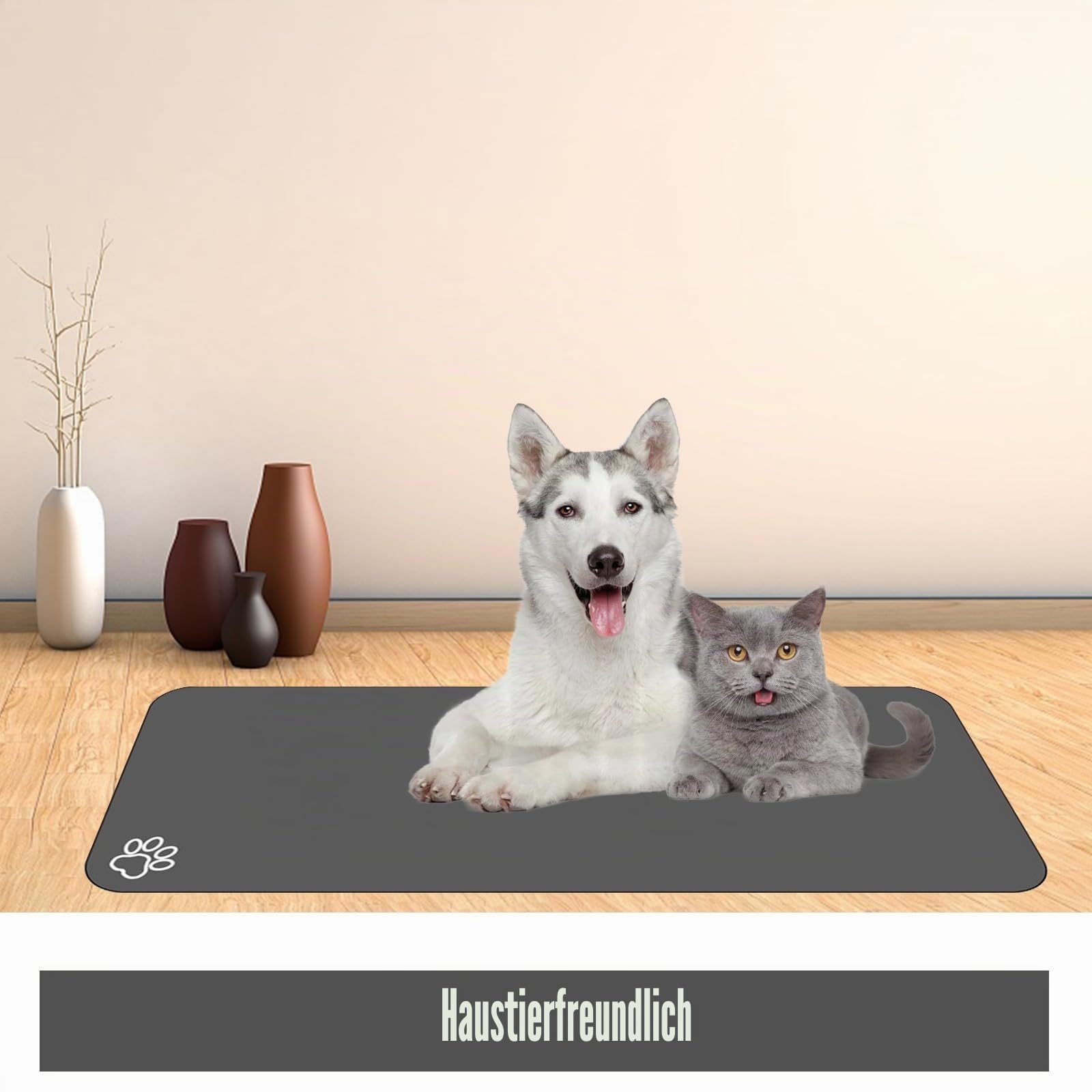 Große Futtermatte für Haustiere, saugfähig, schnell trocknend, für Futter- und Wassernapf, keine Flecken, leicht zu reinigen, Wasserspendermatte, Hundezubehör, Haustierbedarfsmatte, Hundenapfmatte für
