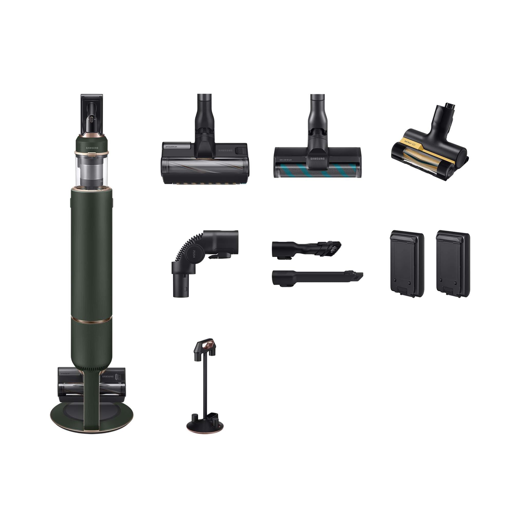 Samsung Bespoke Jet Plus Akku+ CompleteClean Akku-Staubsauger, Teleskopierbar, All-in-one Clean Station, Inkl. Ersatz-Akku und Zubehör, Woody Green, VS20B95B43N/WD