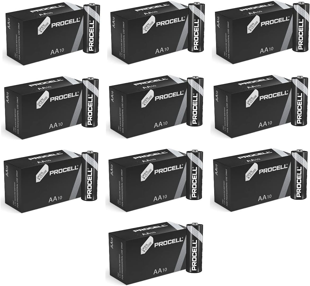Procell by Duracell, Batteria alcalina AA, Confezione da 100 Pezzi
