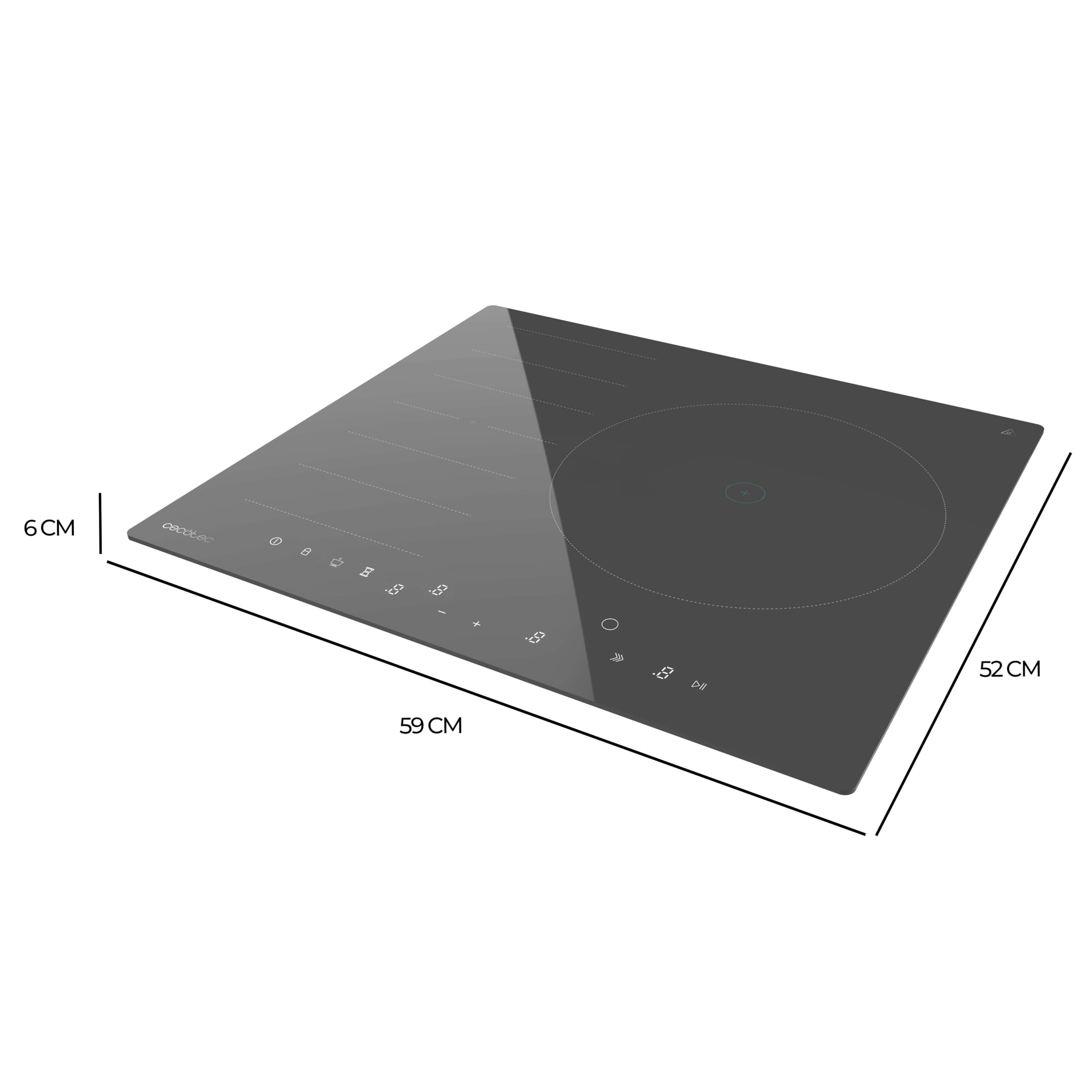 Cecotec Plaque Induction Avec Zone Flex Et Extra Large De 32 cm Bolero Squad I 3600 FullFlex Grey. Plaque à Induction, Contrôle Tactile, Fonction Keep Warm, Kid Lock et minuterie