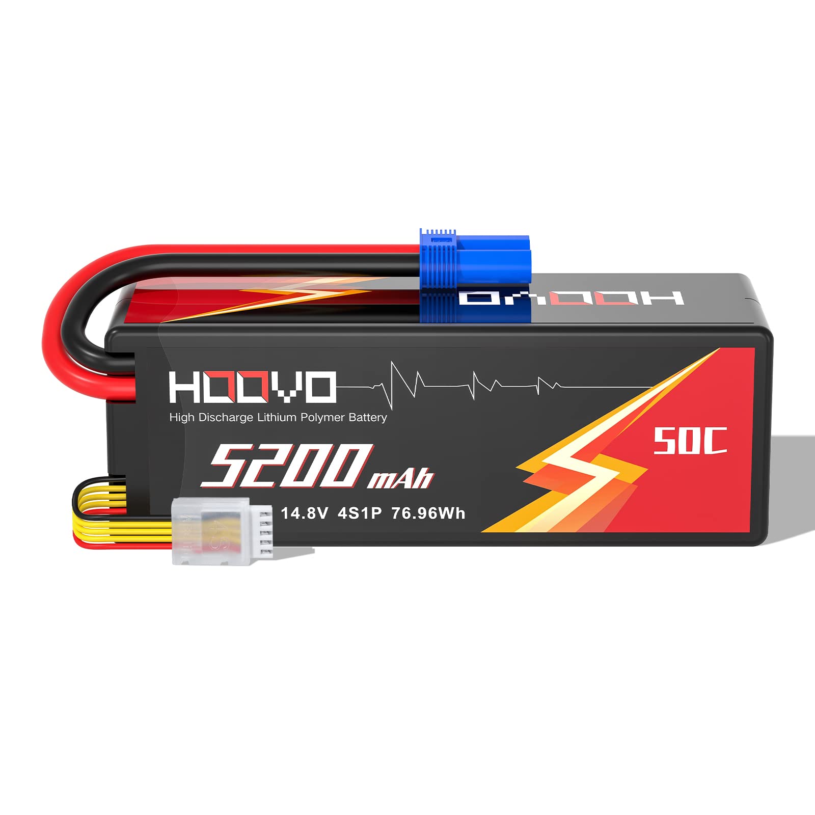 HOOVO Batteria Lipo 4S 14,8 V 50 C 5200 mAh RC con spina EC5 per RC Buggy Truggy Crawler Monster Car Boat 1 confezione